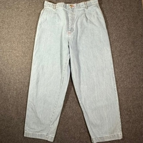 Big Bud Press Denim Trousers XL Light Wash Blue Pleated Elastic Waist Wide Leg - Picture 1 of 12